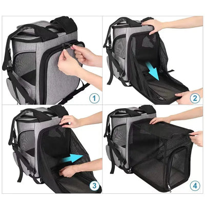Breathable Pet Cat Carrier Backpack Foldable Pet